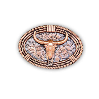 Brahman Skull Pewter Belt Buckle - Buckingham Pewter