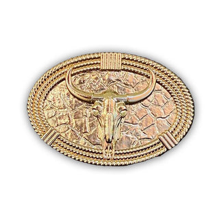 Brahman Skull Pewter Belt Buckle - Buckingham Pewter