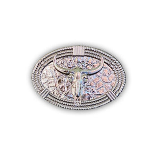 Brahman Skull Pewter Belt Buckle - Buckingham Pewter