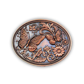 Fluttering Grace - Custom Butterfly Belt Buckle Large - Buckingham Pewter