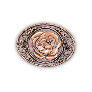 Rococo Style Rose Belt Buckle Large - Buckingham Pewter