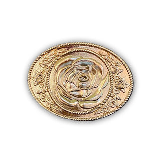 Rococo Style Rose Belt Buckle Large - Buckingham Pewter