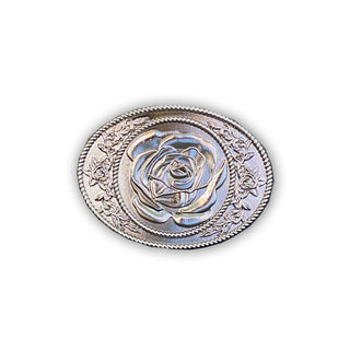 Rococo Style Rose Belt Buckle Large - Buckingham Pewter