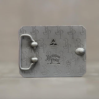 Custom Long Horn Design Belt Buckle - Buckingham Pewter
