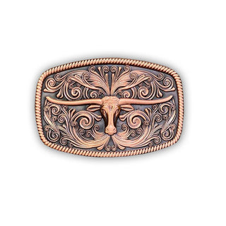 Longhorn Design Belt Buckle - Buckingham Pewter