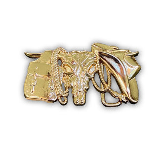 Roped and Wrangled Western Belt Buckle - Buckingham Pewter