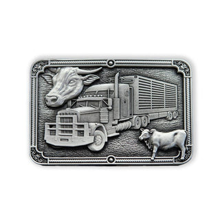 Rusty's Folly Cattle Truck Belt Buckle - Buckingham Pewter