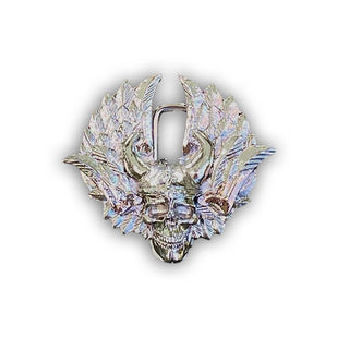 Welcome to Valhalla Skull Belt Buckle - Buckingham Pewter