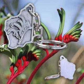 WA Kangaroo Paw Pewter Keyring - Buckingham Pewter