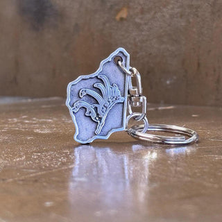 WA Kangaroo Paw Pewter Keyring - Buckingham Pewter