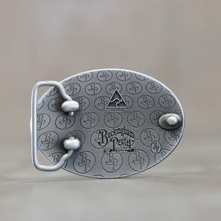 Buckingham Pewter Sumerian goddess buckle buckle with textured design and metal finish