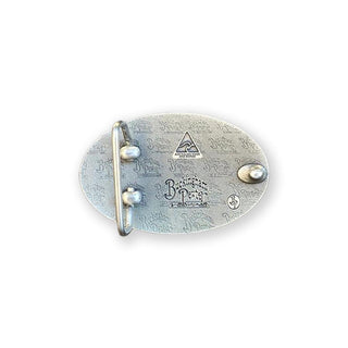 Buckingham Pewter Oval Belt Buckle featuring a Yin and Yang design for stylish accessories