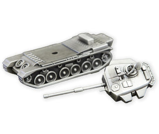 Buckingham Pewter Mark V Centurion Tank model in detailed silver finish with separate turret and tracks