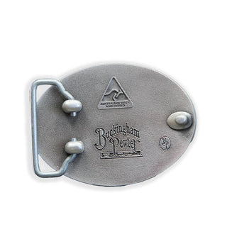 Buckingham Pewter Rose Belt Buckle featuring a polished finish and classic design