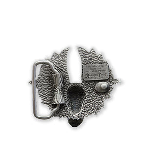 Buckingham Pewter Viking Brooch with 'Welcome to Valhalla' Inscription and Detailed Design