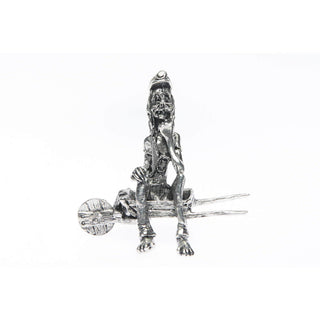 BP003 Pewter Miner Comical sitting on wheelbarrow-Buckingham Pewter