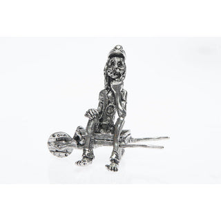 BP003 Pewter Miner Comical sitting on wheelbarrow-Buckingham Pewter
