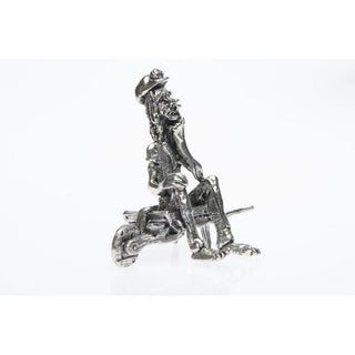 BP003 Pewter Miner Comical sitting on wheelbarrow-Buckingham Pewter