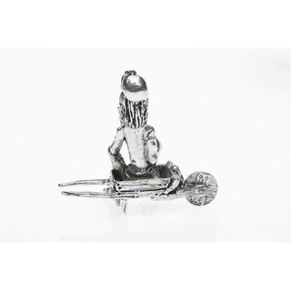 BP003 Pewter Miner Comical sitting on wheelbarrow-Buckingham Pewter