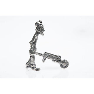 BP002 Pewter Miner Comical pushing wheelbarrow-Buckingham Pewter