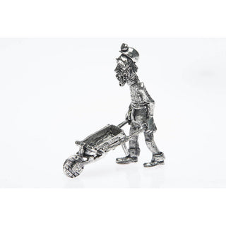 BP002 Pewter Miner Comical pushing wheelbarrow-Buckingham Pewter