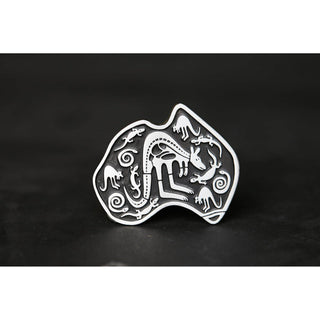Pewter Belt Buckle Cave Art in shape of Australia-Buckingham Pewter