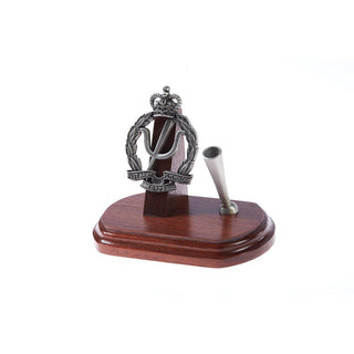 The Royal Australian Army Ordnance Corps Desk Set & Pen Holder (AA Psych)-Buckingham Pewter
