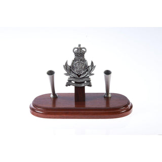 The Australian Intelligence Corp Double Desk Set & Pen Holder (AUSTINT)-Buckingham Pewter