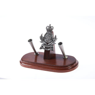 The Australian Intelligence Corp Double Desk Set & Pen Holder (AUSTINT)-Buckingham Pewter