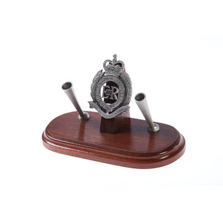 The Royal Australian Corps of Engineers Double Desk Set & Pen Holder (RAE)-Buckingham Pewter