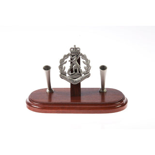 Royal Australian Regiment Double Desk Set & Pen Holder (RAR)-Buckingham Pewter