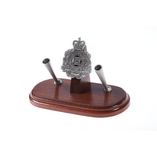 The Royal Queensland Regiment Double Desk Set & Pen Holder (RQR)-Buckingham Pewter