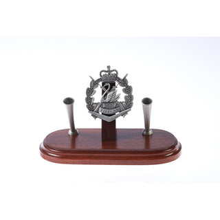 The Royal Western Australian Regiment Double Desk Set & Pen Holder (RWAR)-Buckingham Pewter