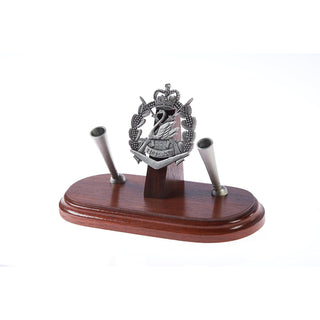 The Royal Western Australian Regiment Double Desk Set & Pen Holder (RWAR)-Buckingham Pewter