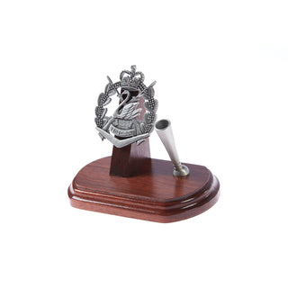 The Royal Western Australian Regiment Single Desk Set & Pen Holder (RWAR)-Buckingham Pewter