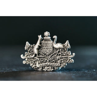 Buckingham Pewter Lapel Pin featuring the detailed Australian Coat of Arms design