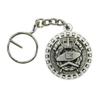 RAAC Pewter Keyring featuring the Royal Australian Armoured Corps emblem with a sturdy chain attachment