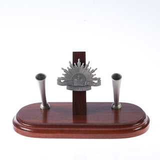Australian Army Rising Sun Desk Set with Pen Holders and Decorative Pewter Emblem