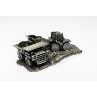 Buckingham Pewter Hualpak Truck and Loader Figurine on a detailed base, showcasing craftsmanship and design