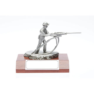 Buckingham Pewter Miner Figurine on Wooden Base, Detailed Design for Collectors and Gifts
